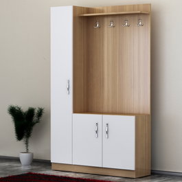 Hanah Home Soporte de Pasillo Blanco y Teca